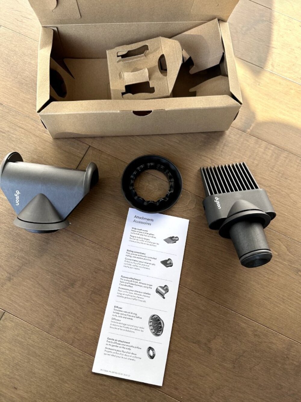 NEW SET OF 3 Genuine Dyson Supersonic Attachment Hair Dryer Accessory, Grey